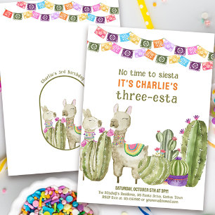 Three-esta 3rd Birthday Fiesta No time to Siesta Invitation