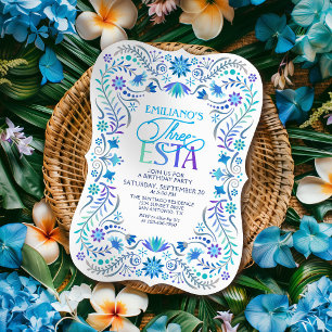 Three-esta Fiesta 3rd Birthday Boys Invitation