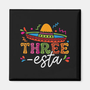 Three-Esta Fiesta Sombrero 3Rd Birthday Mexican Magnet
