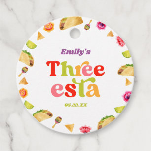 Three Esta Fiesta Taco Tuesday 3rd Birthday Party Favour Tags