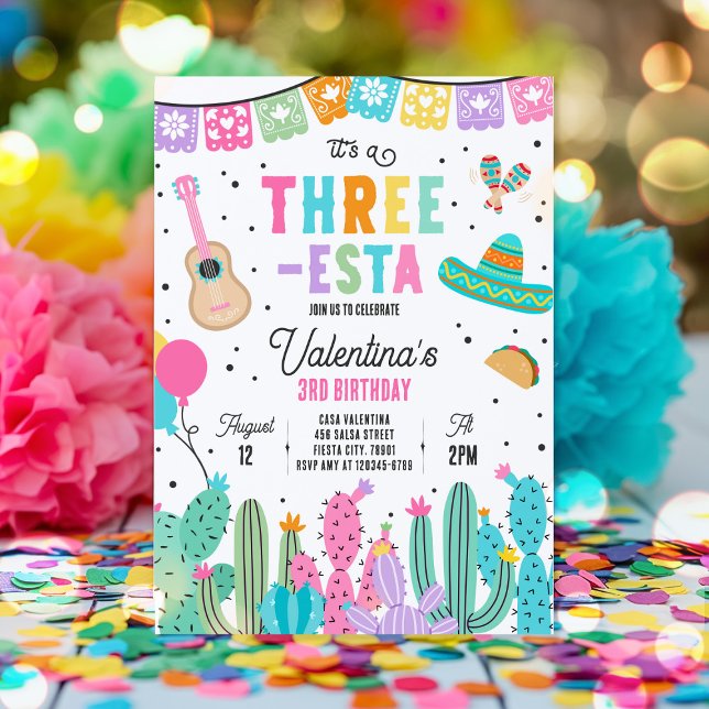 Three-Esta Mexican Fiesta 3rd Birthday Party Invitation (Creator Uploaded)