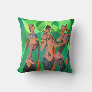 Three Ethnic Traditional Black Women Dancing Cushion