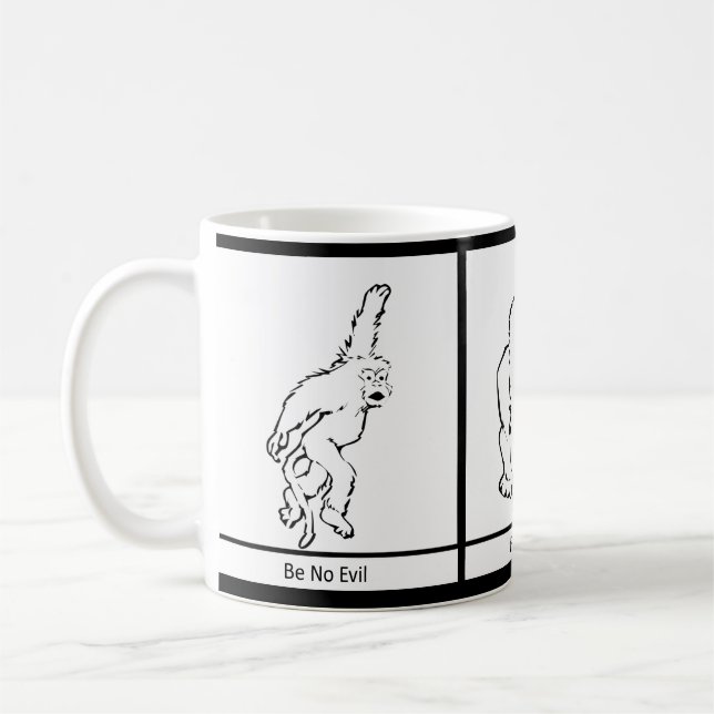 Three even wiser monkeys bring new wisdom coffee mug (Left)