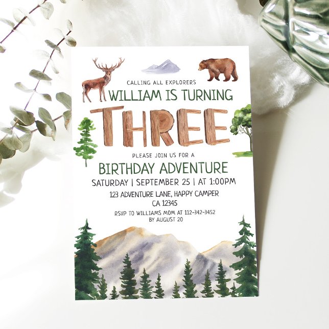 Three Explorer Adventure Boys 3rd Birthday Invitation (Creator Uploaded)