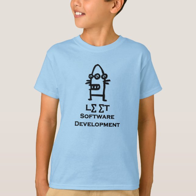 Three Eye Bot Leet Software Development black T-Shirt (Front)