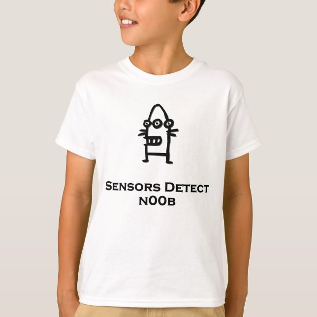 Three Eye Bot Sensors Detect n00b T-Shirt (Front)