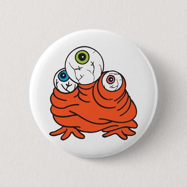 three eyeballs monster 6 cm round badge (Front)
