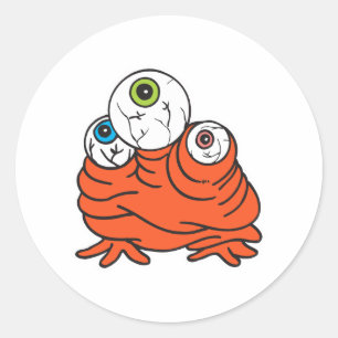 three eyeballs monster classic round sticker