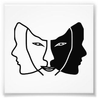 three faces black white gemini photo print