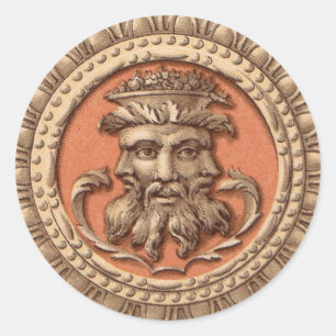 three faces classic round sticker