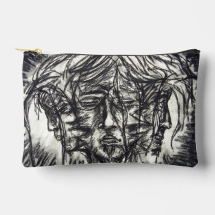 Three Faces of Metal Illness Charcoal Drawing Accessory Pouch