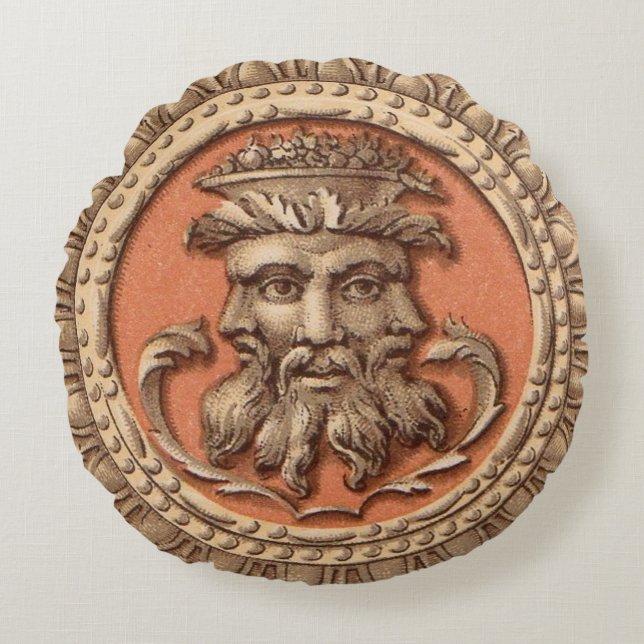  three faces print round cushion (Front)