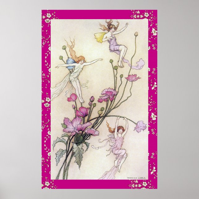 Three Fairies Mad with Joy by Warwick Goble Poster (Front)