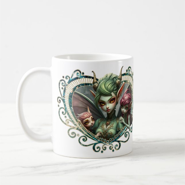 Three fairies, the companions of the magic heart.  coffee mug (Left)
