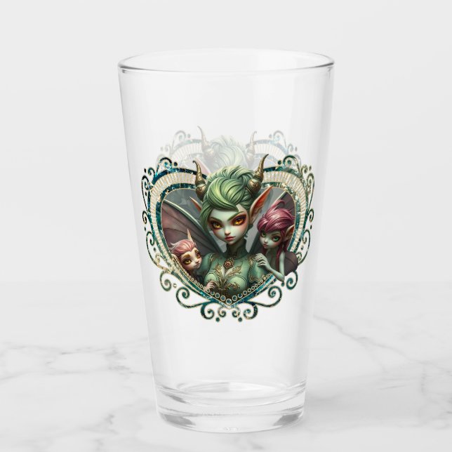 Three fairies, the companions of the magic heart.  glass (Front)