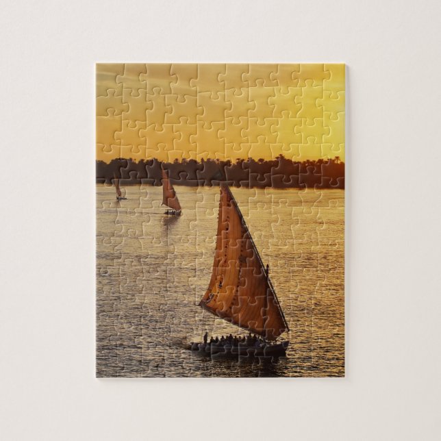 Three falukas with sightseers on Nile River at Jigsaw Puzzle (Vertical)