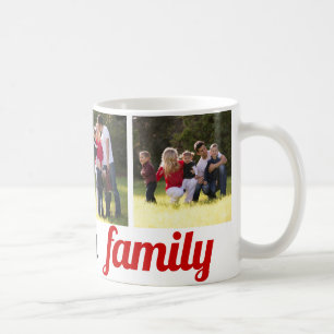 Three family photos and family name photo collage coffee mug