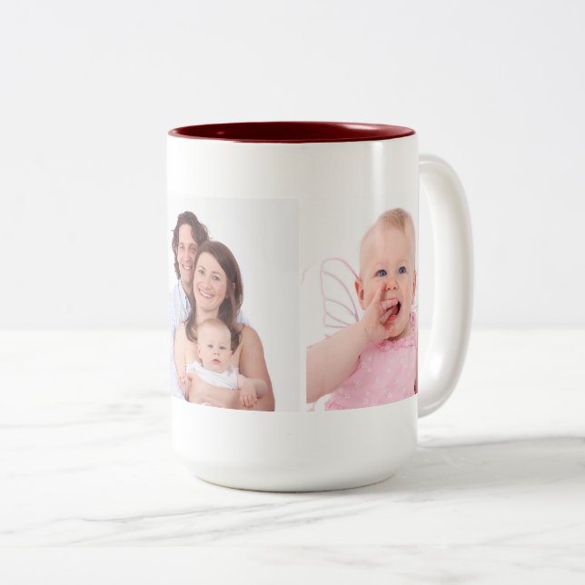 Three Family Photos Template Personalised Two-Tone Coffee Mug (Front Right)