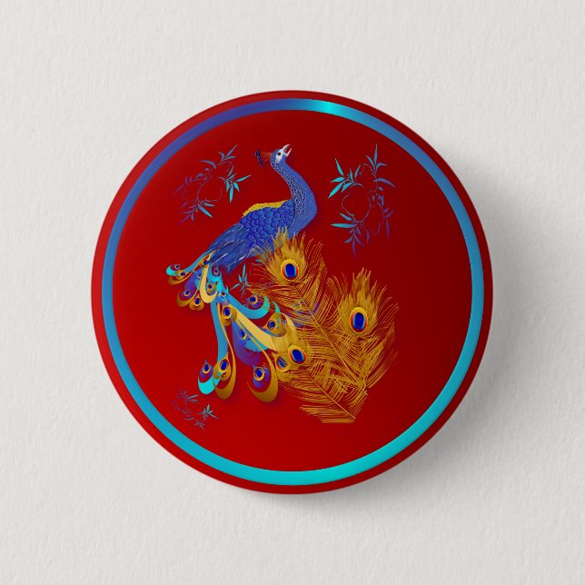 Three Feathers and a Peacock  Buttons (Front)