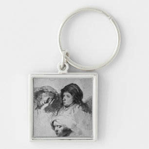 Three female heads with one sleeping, 1637 key ring