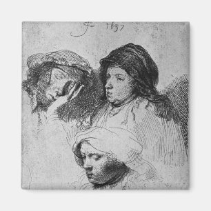 Three female heads with one sleeping, 1637 magnet