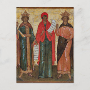 Three Female Saints Orthodox Byzantine Icon Postcard
