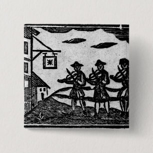 Three Fiddlers, from 'A Book Roxburghe Ballads' 15 Cm Square Badge