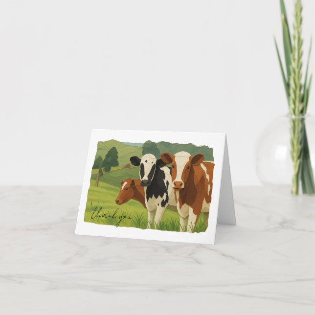 Three Field Cows Thank You Card (Front)