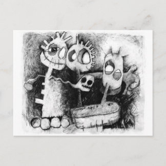 three figures postcard