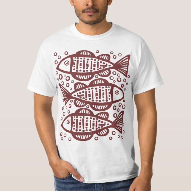 Three Fish - Dark Brown T-Shirt (Front)