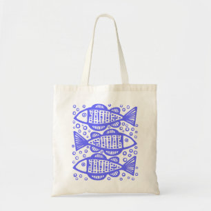 Three Fish - Electric Blue Tote Bag