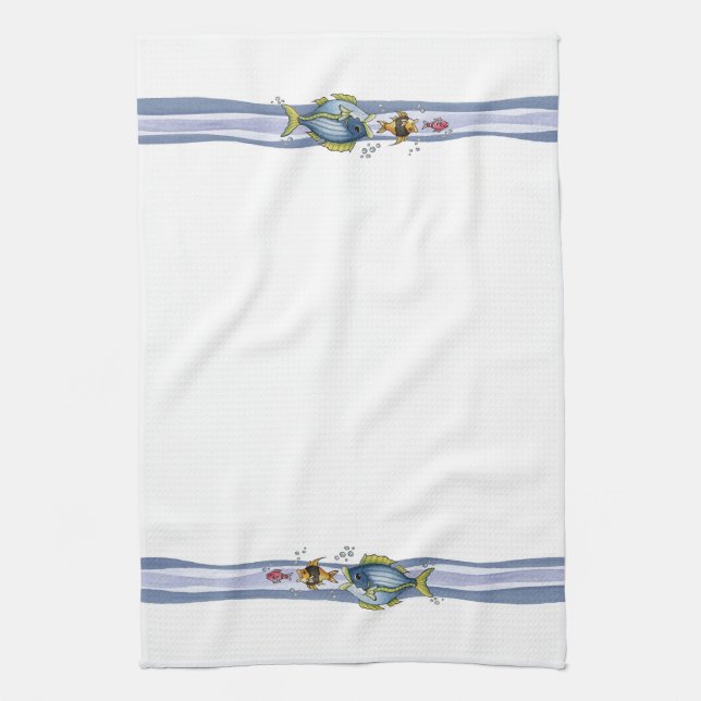 Three Fish - Kitchen Towel (Vertical)