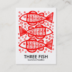 Three Fish - Red on White Business Card