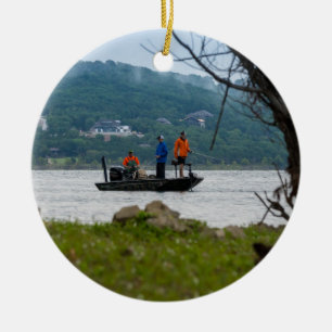 Three Fishermen On Table Rock Ceramic Ornament