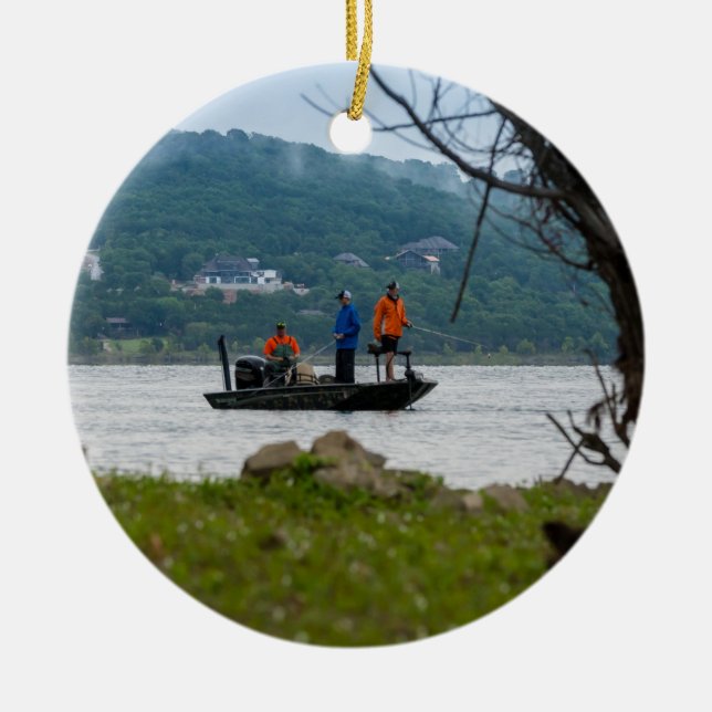Three Fishermen On Table Rock Ceramic Ornament (Front)