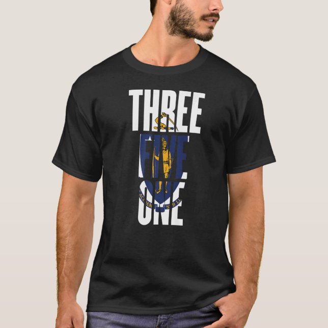 Three Five One 351 Area Code Lowell Massachusetts T-Shirt (Front)