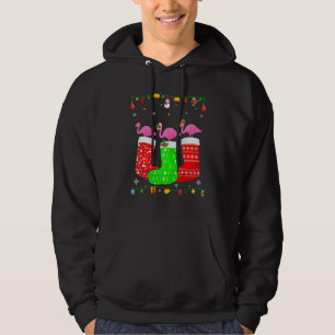 Three Flamingo In Christmas Socks Matching Xmas Pa Hoodie