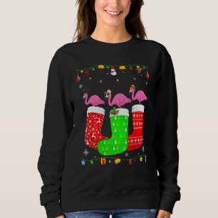 Three Flamingo In Christmas Socks Matching Xmas Pa Sweatshirt