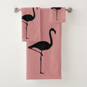 Three Flamingos Bath Towel Set
