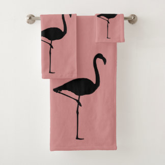 Three Flamingos Bath Towel Set