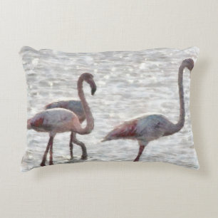 Three Flamingos Watercolor Decorative Cushion