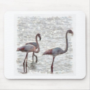 Three Flamingos Watercolor Mouse Pad
