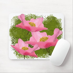 Three Floating Pink Poppy Close-up Mouse Pad