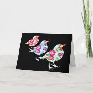 Three Floral Birdies Mother's Day Holiday Card