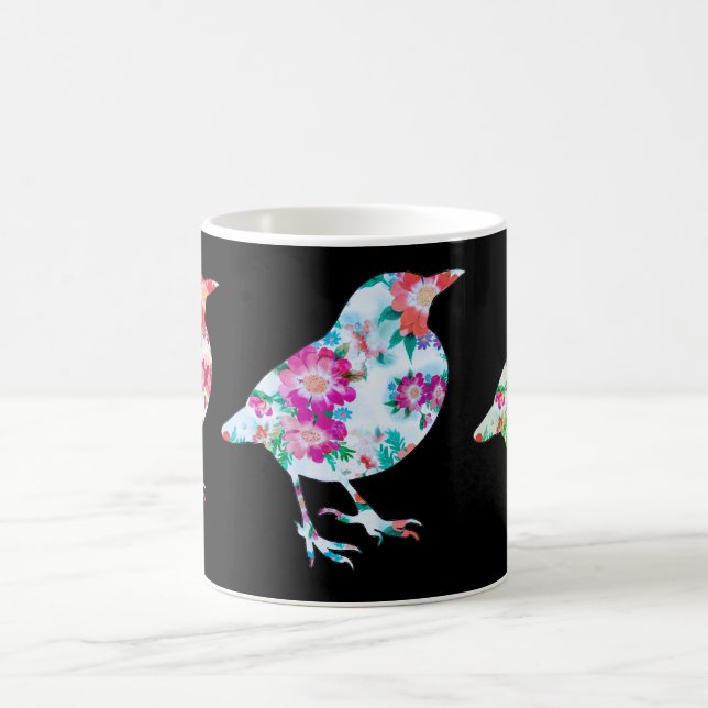 Three Floral Birds Coffee Mug (Center)