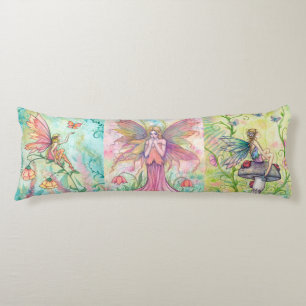 Three Flower Fairies by Molly Harrison Fantasy Art Body Cushion