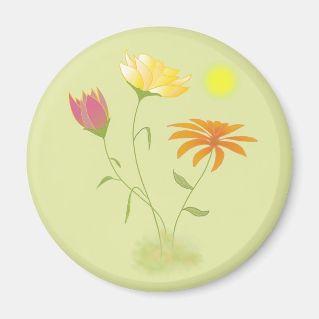 Three Flowers in the Sun - transparent.     Magnet (Front)