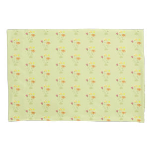 Three Flowers in the Sun - transparent pattern. Pillowcase