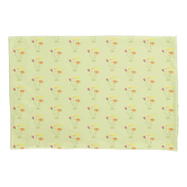 Three Flowers in the Sun - transparent pattern.  Pillowcase (Front)