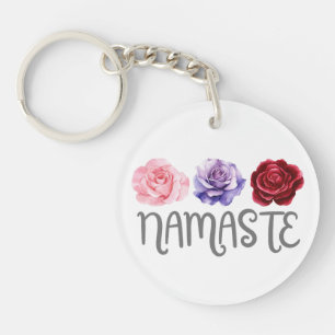 Three Flowers Namaste Key Ring